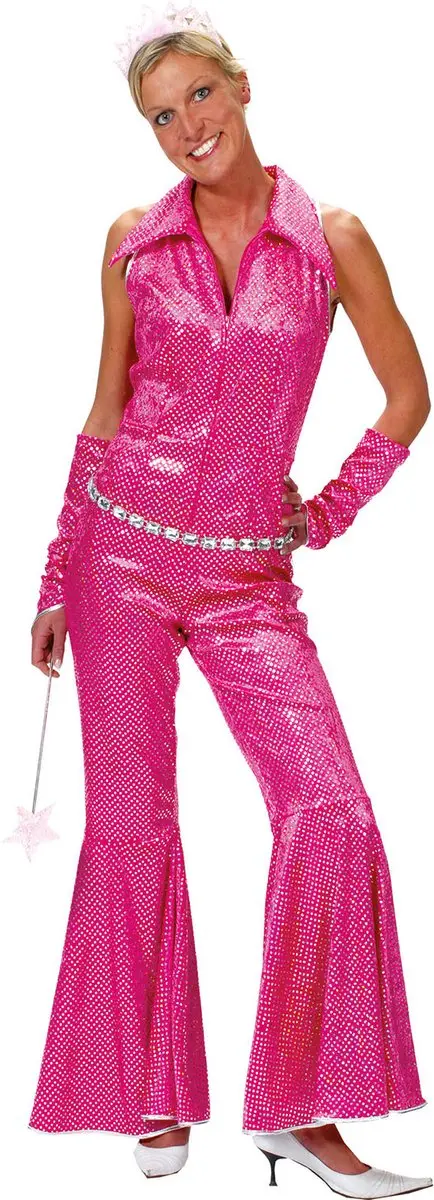 Roze glitter discopak dames