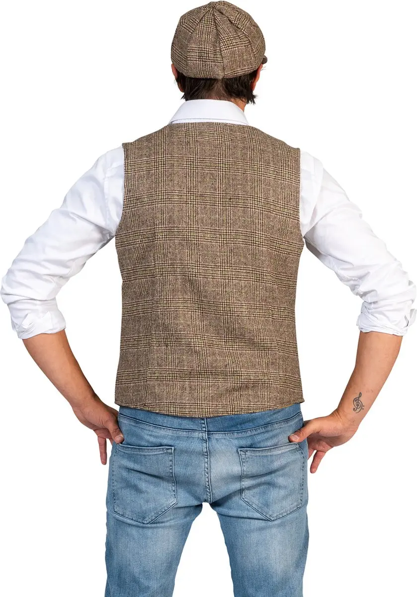 Espa Roaring Twenties Kostuum Gino Heren - Gilet & Pet - Bruin - Maat L