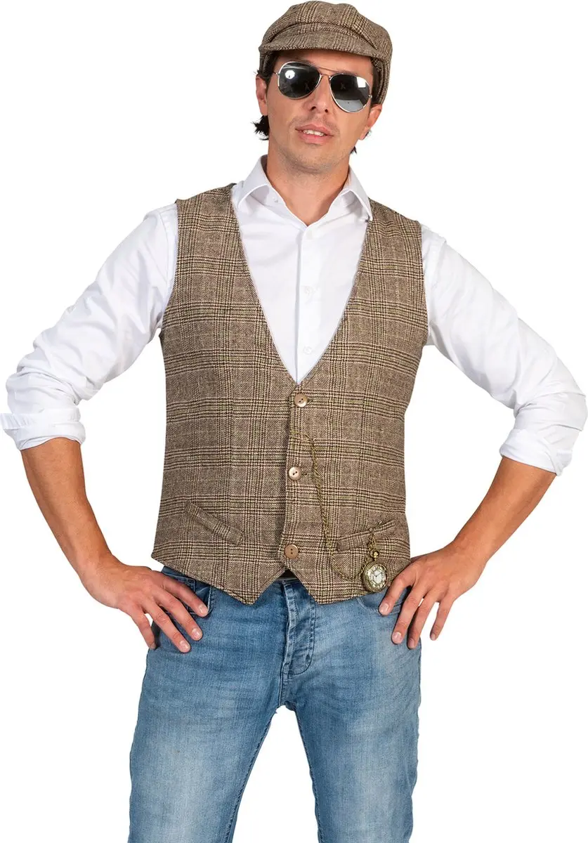 Espa Roaring Twenties Kostuum Gino Heren - Gilet & Pet - Bruin - Maat L