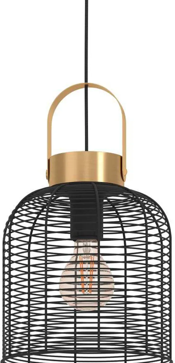 Eglo Roundham Hanglamp E27 - Ø22cm - Zwart/Goud