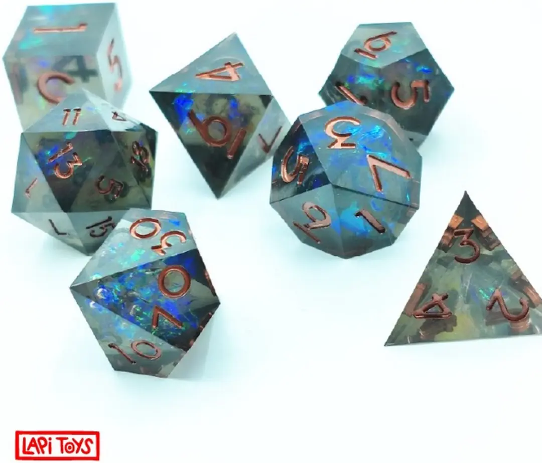 Lapi Toys DnD Dice Set Polydice - 7 Stuks - Rood/Blauw/Groen