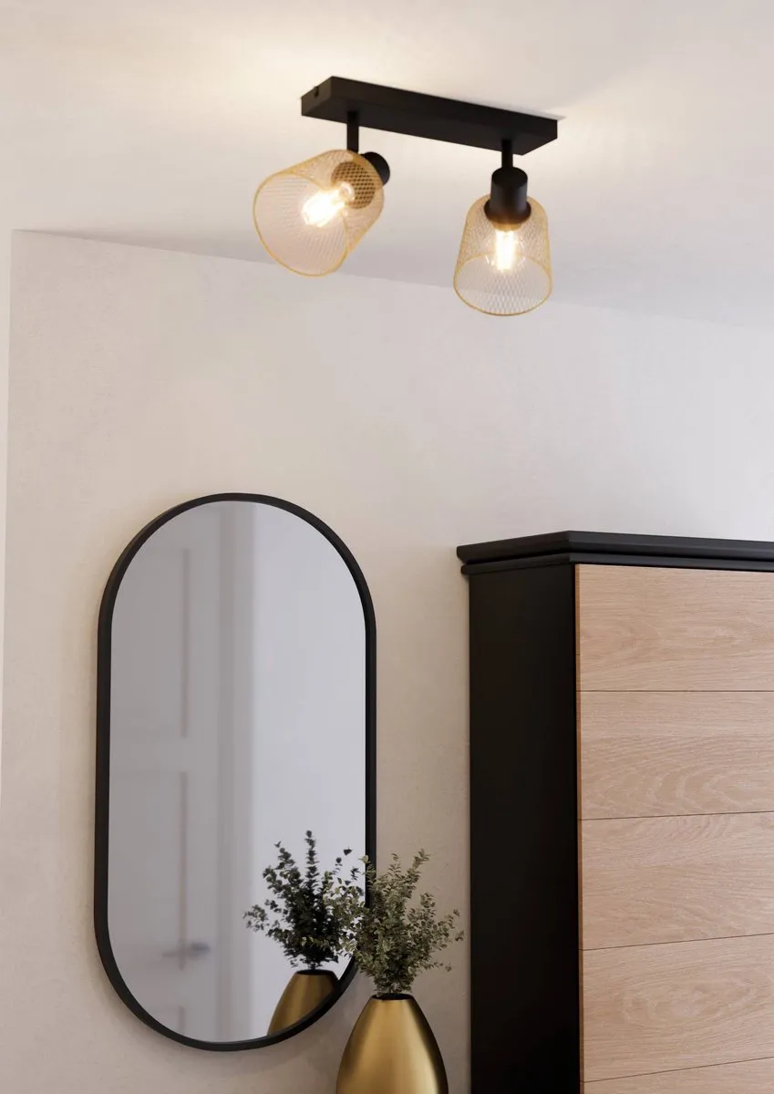 Eglo Coslada Spot - 2x E27 - 32cm - Zwart/Goud