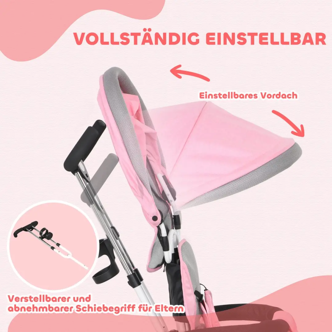 Homcom Kids Tricycle Metaal - Roze