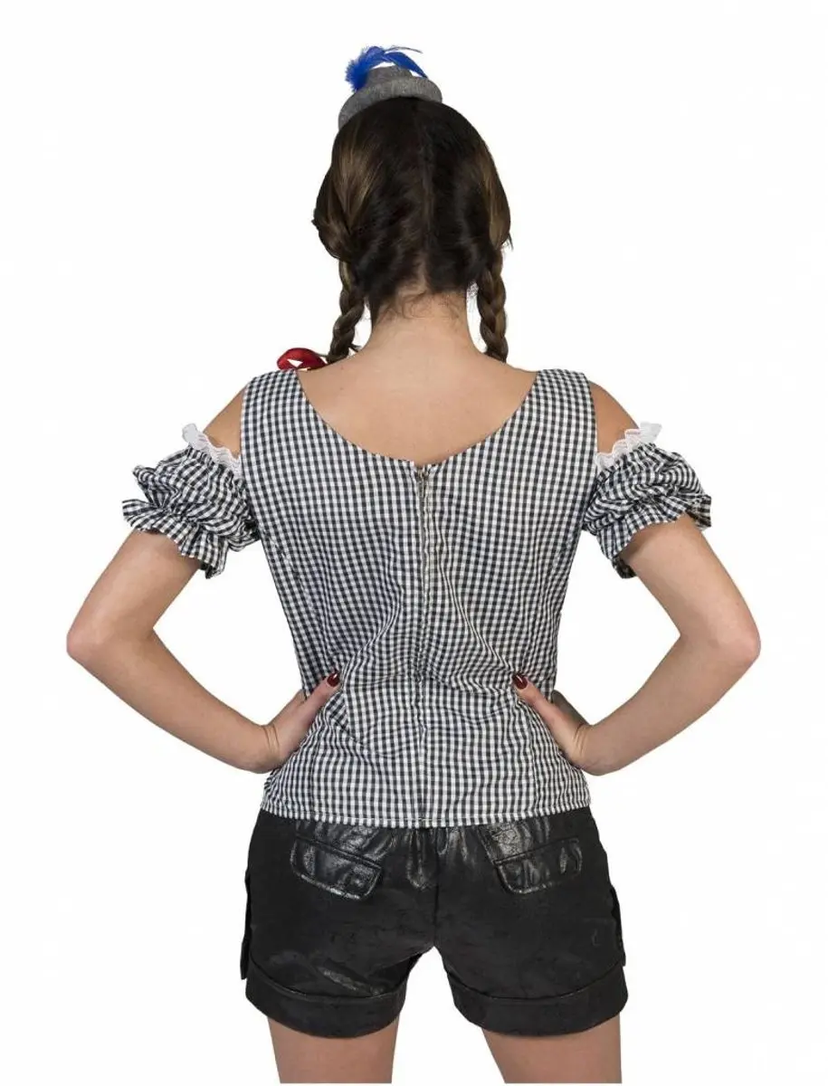 Espa Tiroler Blouse Dames - Geblokt Zwart/Wit - Maat 40/42