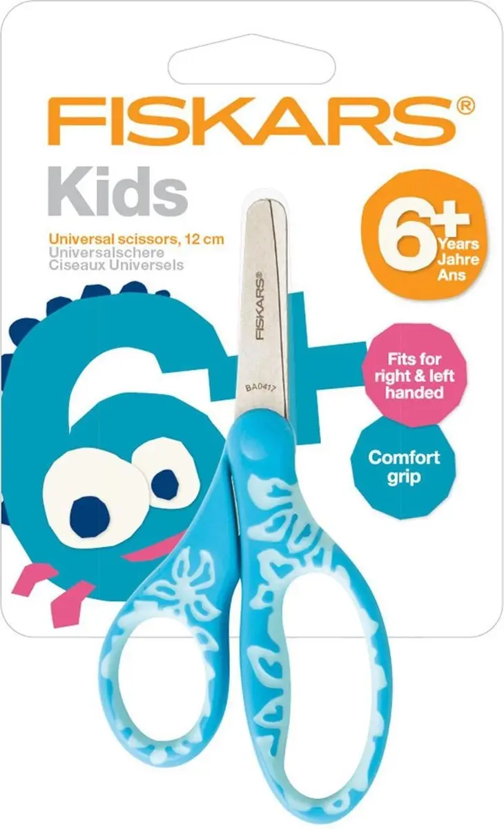 Fiskars Kinderschaar Bloemen Blauw 12cm - Turkoois