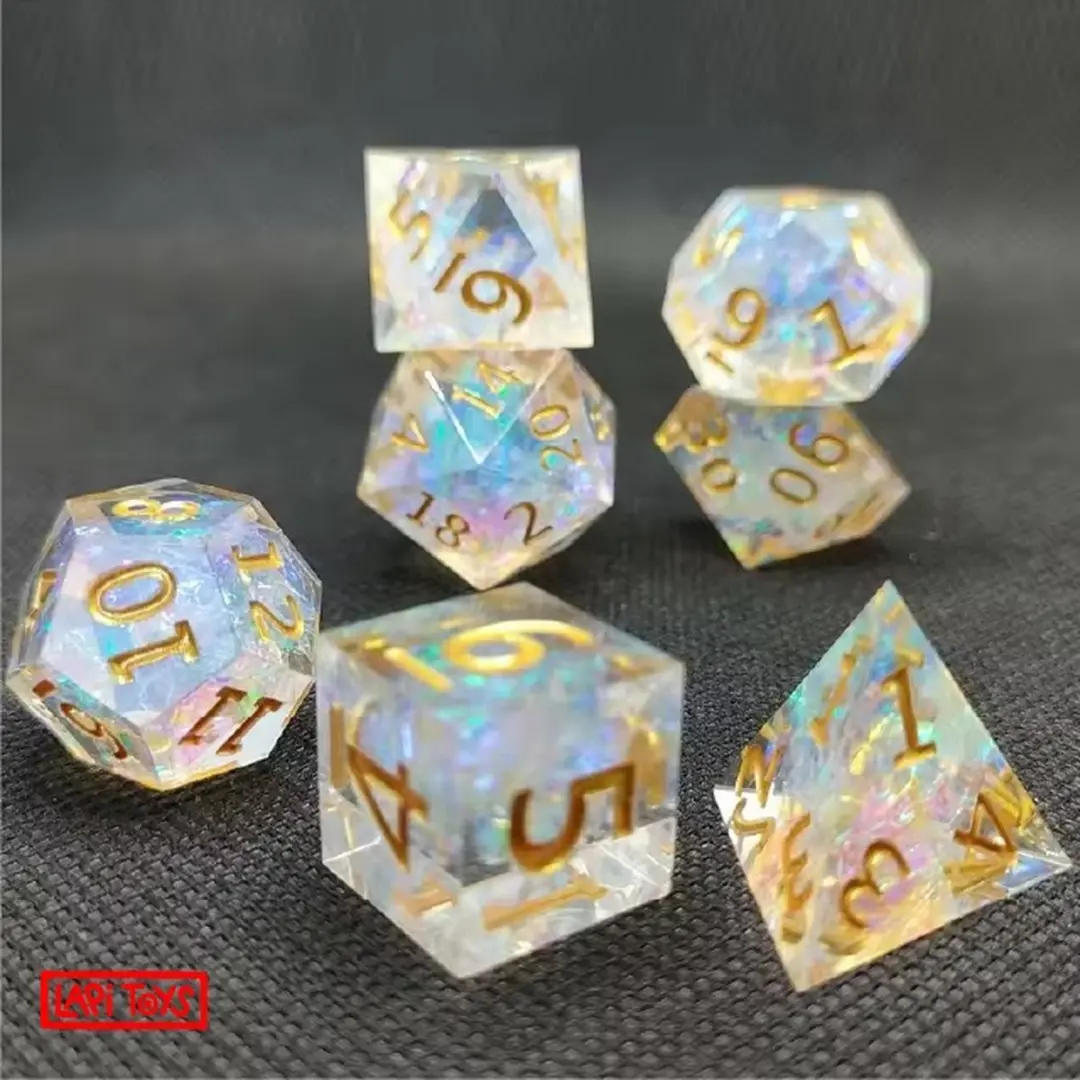 Lapi Toys D&D Polydice Dobbelstenen - 7 Stuks - Wit/Blauw