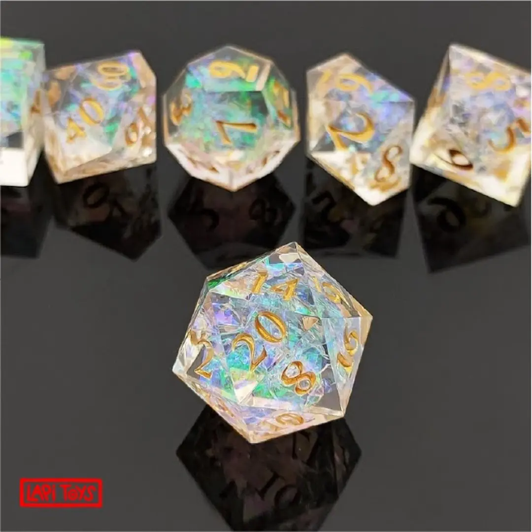 Lapi Toys D&D Polydice Dobbelstenen - 7 Stuks - Wit/Blauw