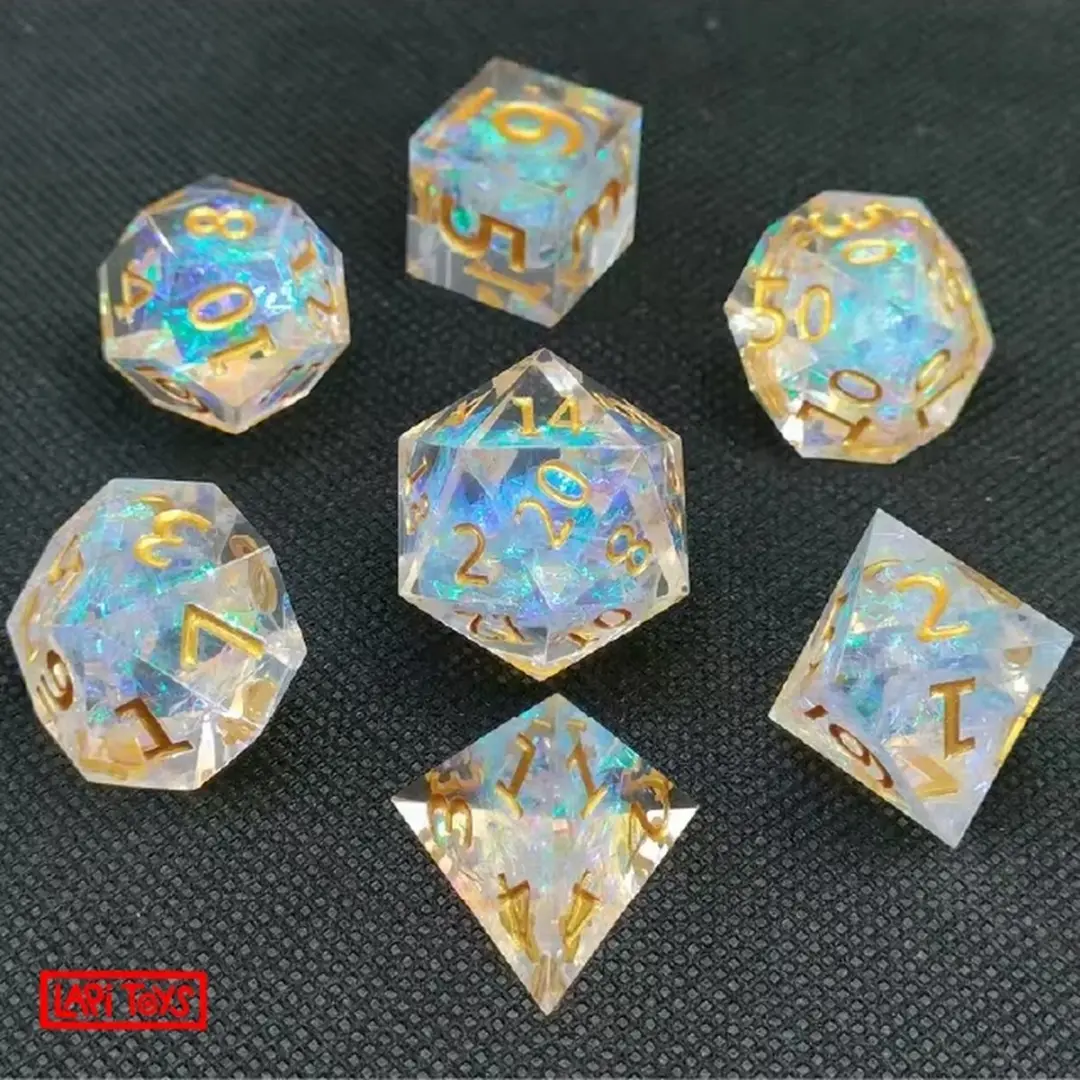 Lapi Toys D&D Polydice Dobbelstenen - 7 Stuks - Wit/Blauw