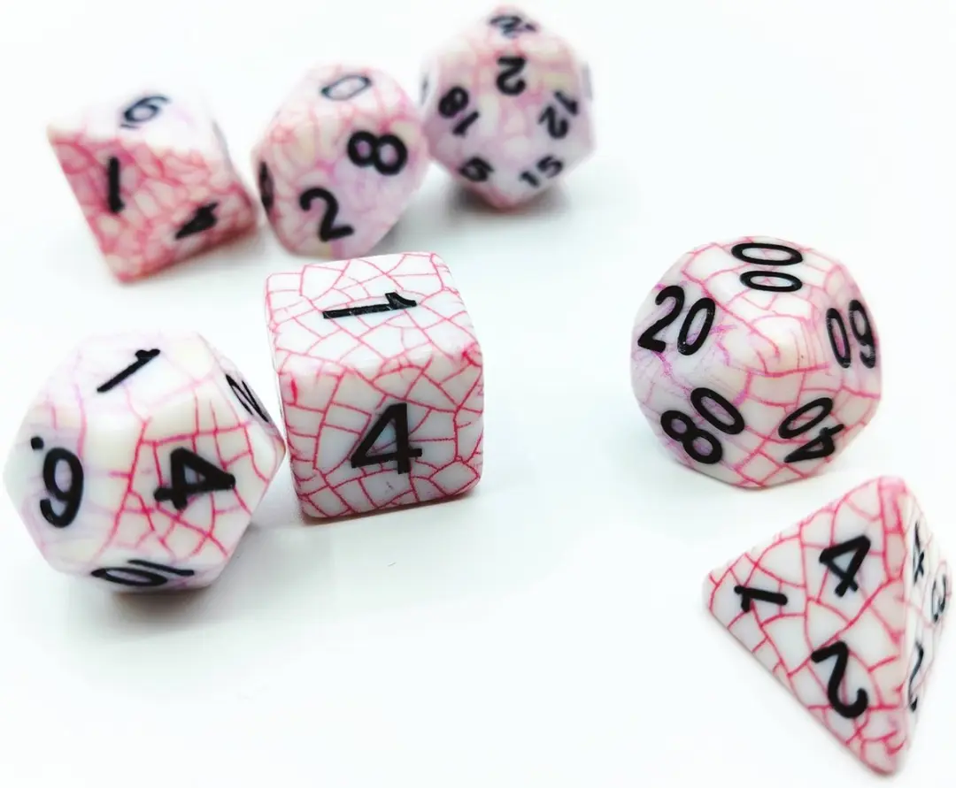 Lapi Toys D&D Polydice Acryl Set 7 Stuks - Wit/Rood