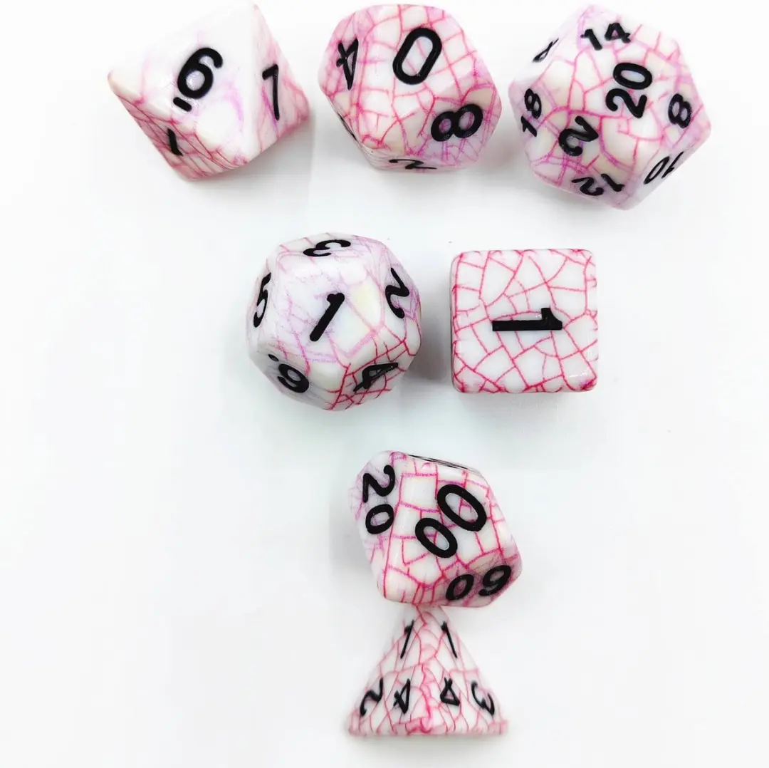 Lapi Toys D&D Polydice Acryl Set 7 Stuks - Wit/Rood