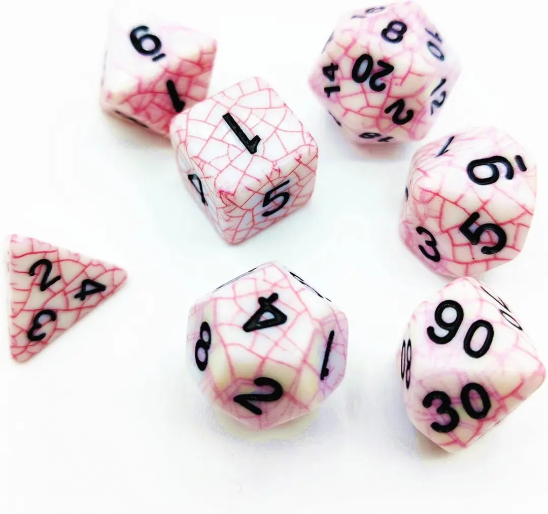 Lapi Toys D&D Polydice Acryl Set 7 Stuks - Wit/Rood