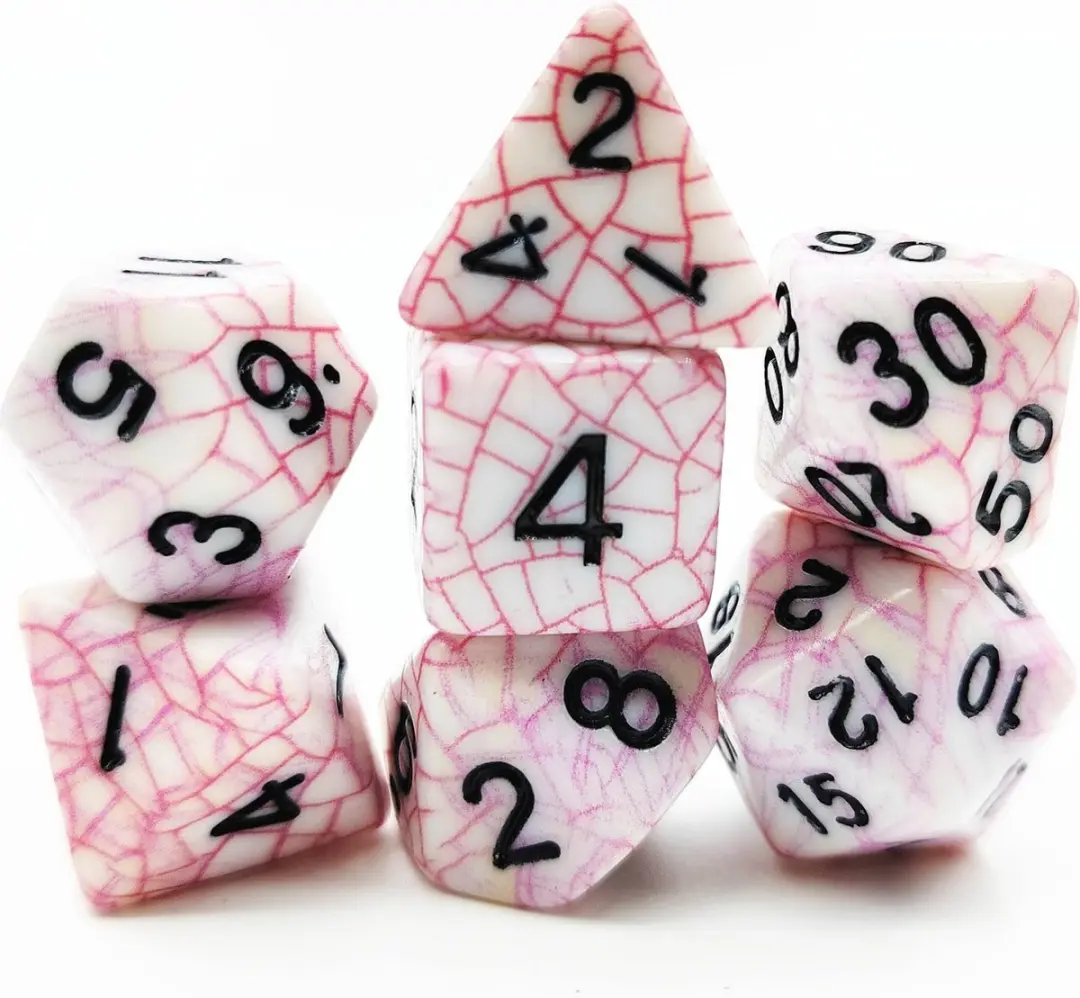 Lapi Toys D&D Polydice Acryl Set 7 Stuks - Wit/Rood