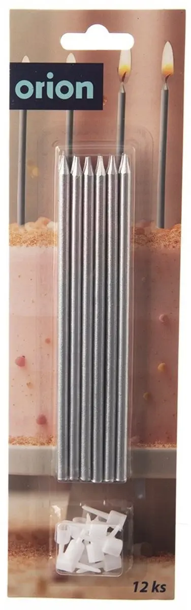 Orion Taartkaarsen Zilver 14,5cm - Set van 12