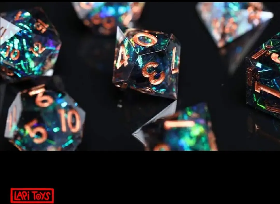 Lapi Toys DnD Dice Set Polydice - 7 Stuks - Groen/Blauw
