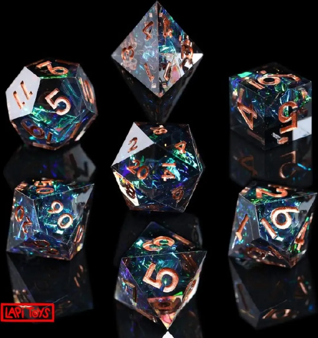 Lapi Toys DnD Dice Set Polydice - 7 Stuks - Groen/Blauw