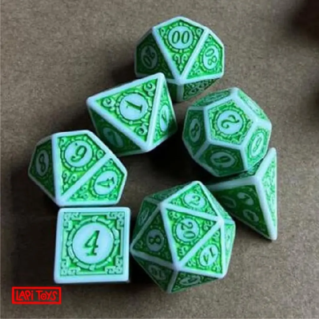 Lapi Toys DnD Dice Set Polydice - 7 Stuks Acryl Groen