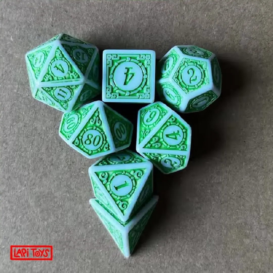 Lapi Toys DnD Dice Set Polydice - 7 Stuks Acryl Groen