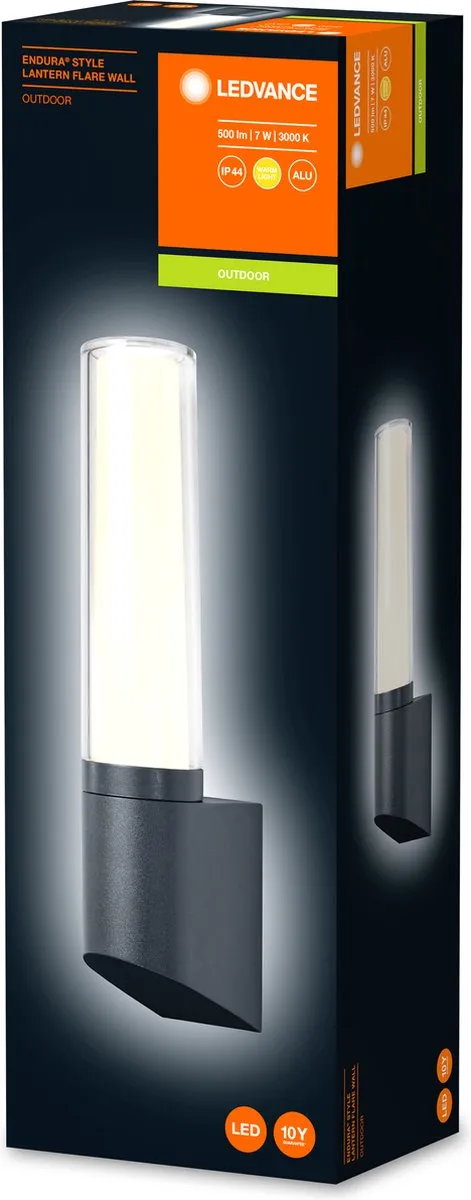 LEDVANCE Endura Style Flare Wandlamp 7W - 470lm - IP44 - Donkergrijs