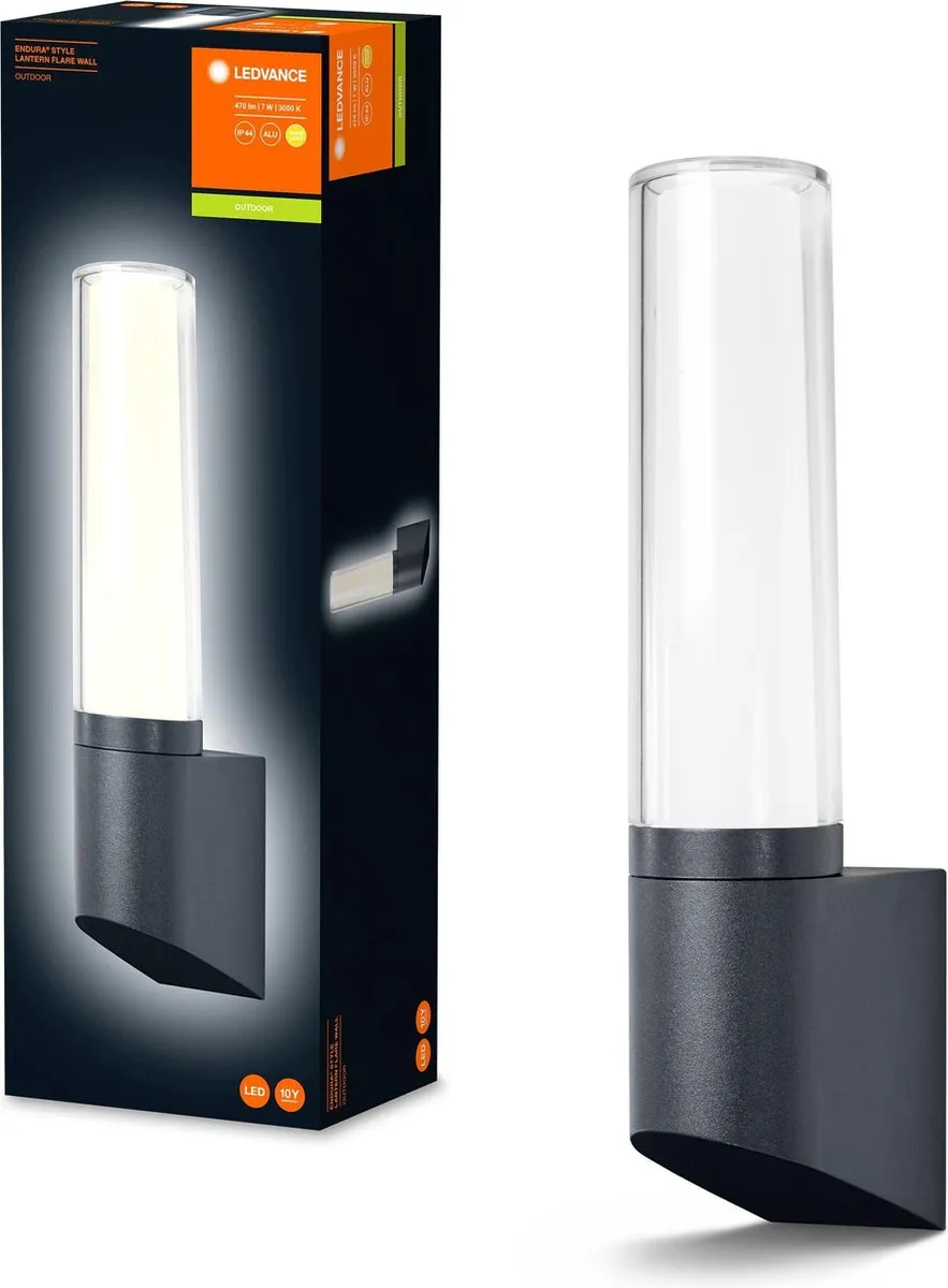 LEDVANCE Endura Style Flare Wandlamp 7W - 470lm - IP44 - Donkergrijs